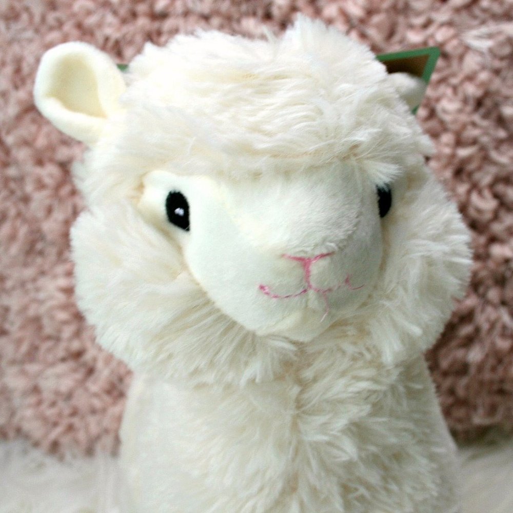 LLama Alpaca Plush Squeaker Dog Pet Toy Ivory New